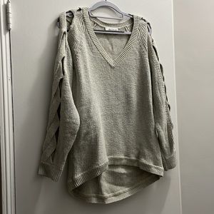 Milly Braided Grey v-neck sweater